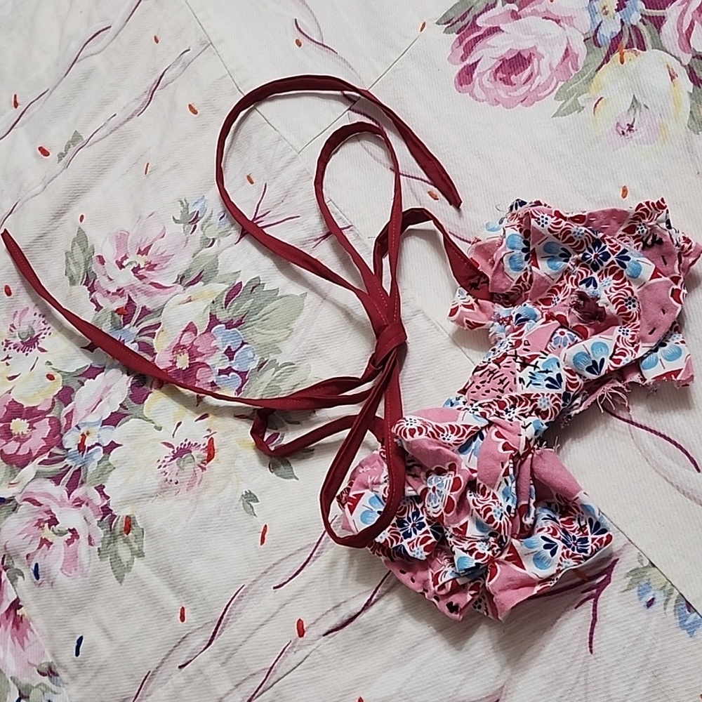 JABOT Slow Stitching 💞🩷🩷🩷BOW IN  FEEDSACK  TEXTILE NWT - Picture 15 of 16